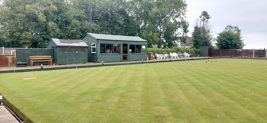 The lawn and shed at the bowls club